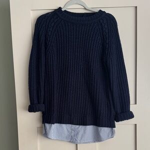 BB Dakota Navy Knit Sweater with Layered Hem